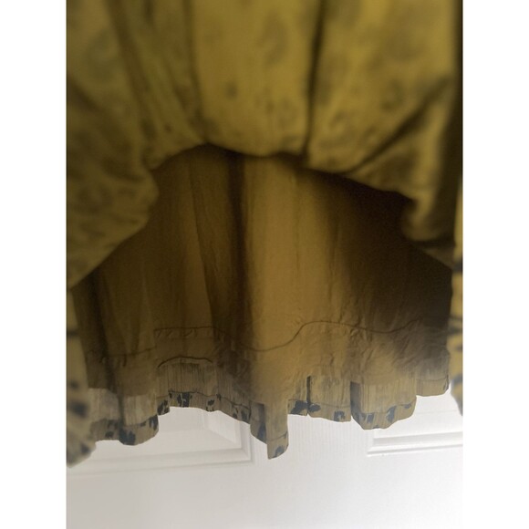 Garnet Hill Green Leopard Print Midi Skirt Size Large Lined Pockets - Picture 5 of 8